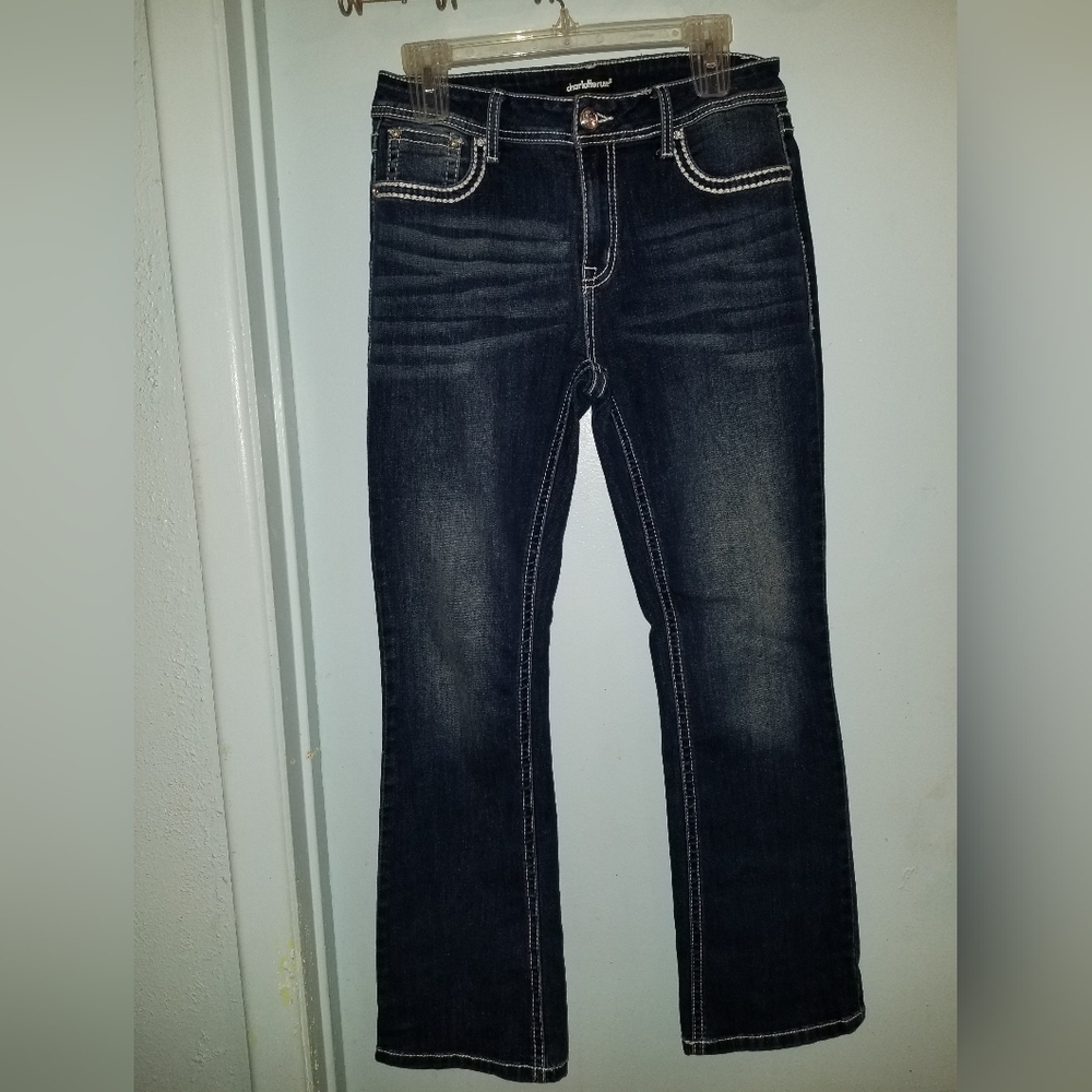 Charlotte Russe Dark Wash Bootcut Jeans with White Contrast Stitching